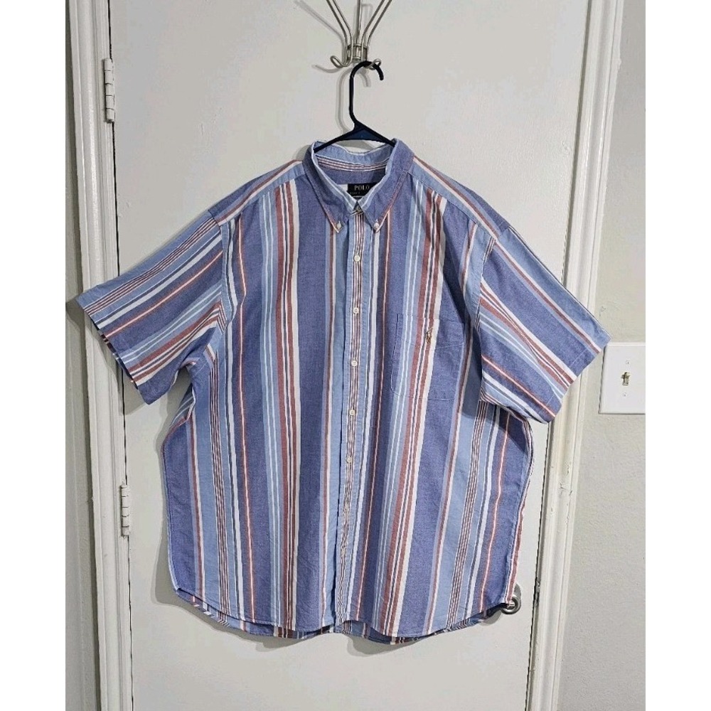 Polo Ralph Lauren‎ Shirt Mens 2XB Multi Striped Oxford Button Up Pony Preppy
